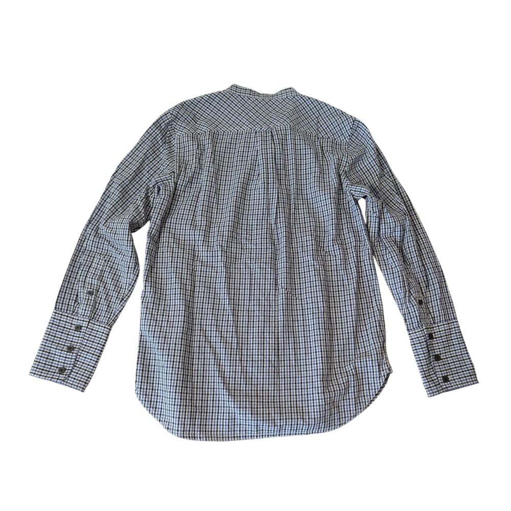 J.Crew Classic Fit Band Collar Gingham Shirt Blue Black BB226 Womens 4 NWT - Picture 2 of 5